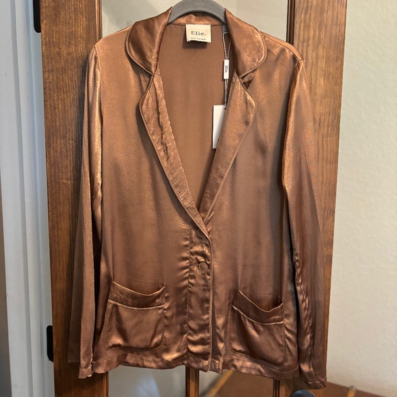 NWT Elie Tahari Satin Blazer in Walnut, Size Small - Picture 1 of 6